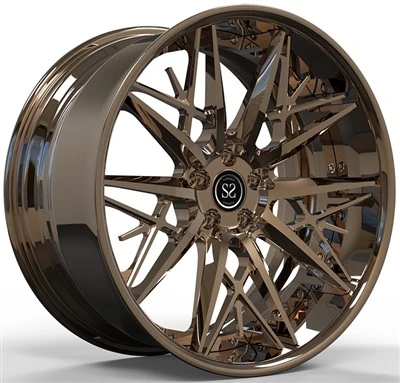 Audi RS6 için Çok Telli 23x11 2 Parçalı Dövme Jantlar Parlak Bronz Cilalı